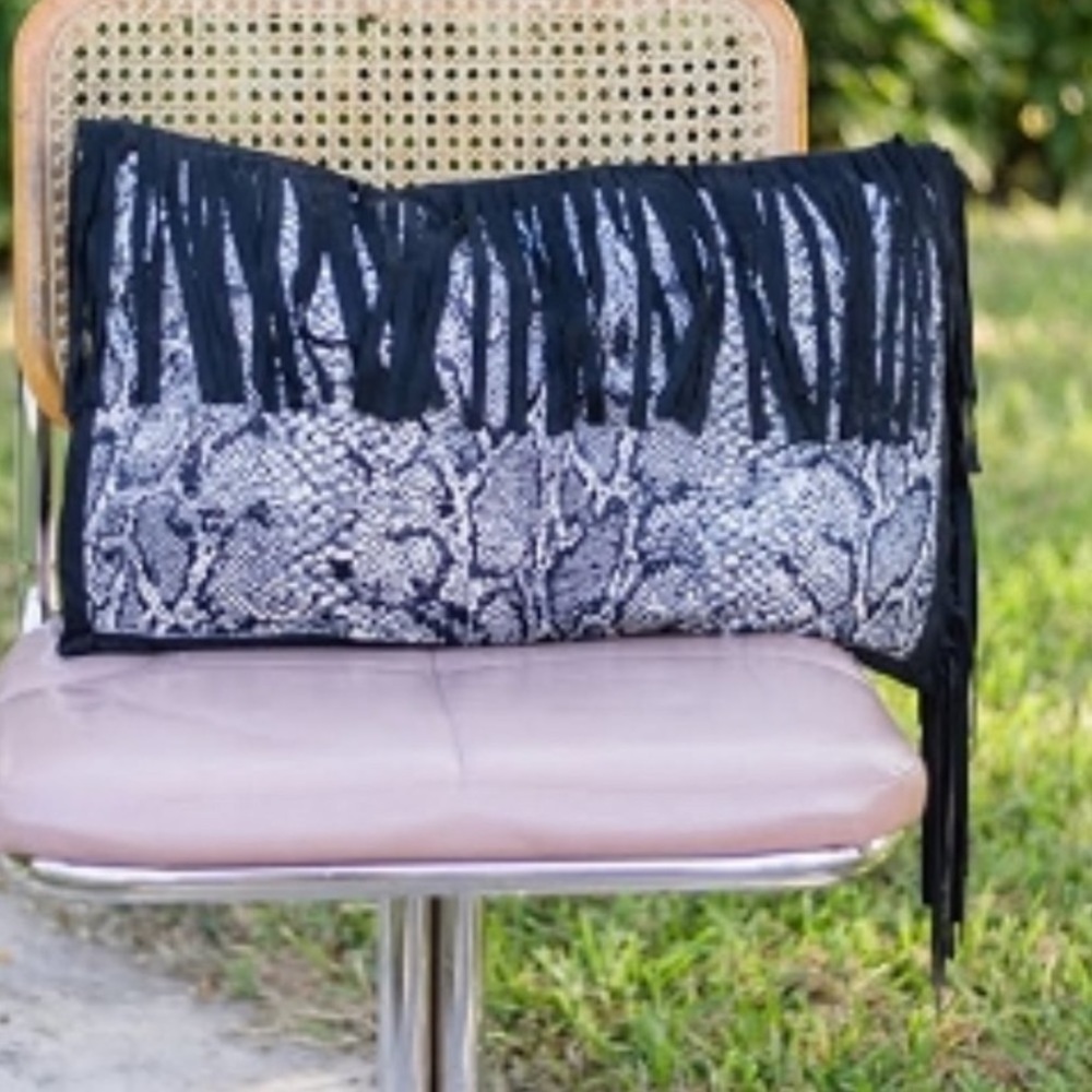 {NWOT} Crazy Train Fly Fringe Python Pillow